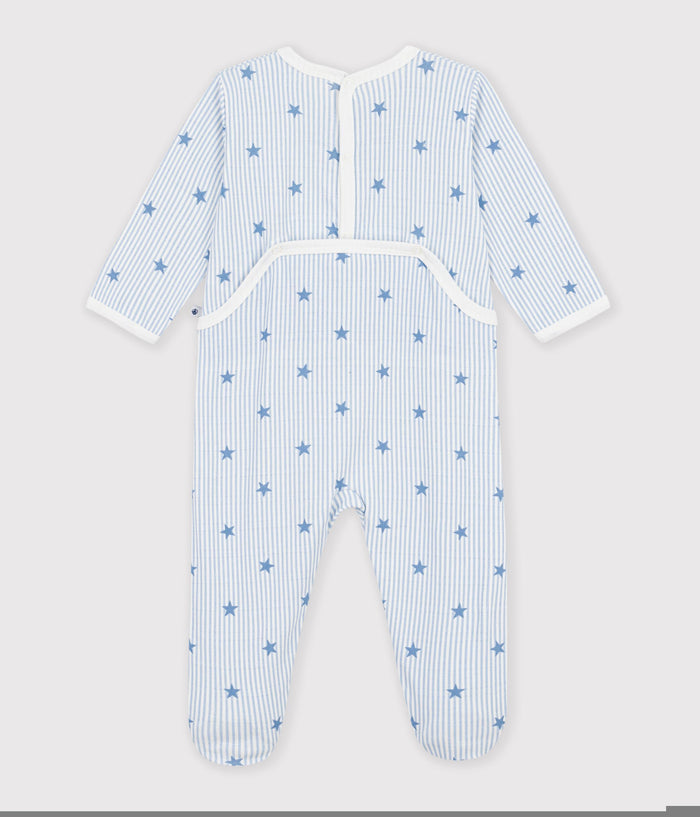 FW26 - A0GJM 01 BLUE WHITE BABY FALL WINTER 2026 FOOTIES ROMPERS NEW ARRIVAL STARS STRIPES