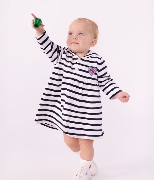 FW26 - A0GK0 01 WHITE NAVY BABY DRESSES FALL WINTER 2026 SAILOR STRIPES
