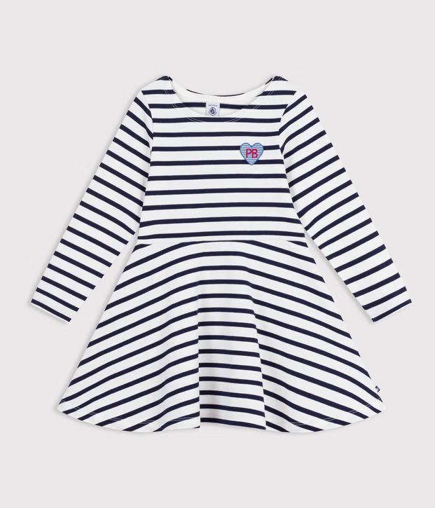 FW26 - A0HFD 02 WHITE NAVY DRESSES FALL WINTER 2026 GIRL NEW ARRIVAL STRIPES