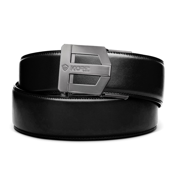 Black Leather Kore Essentials 1.75" Garrison Range Gun Belt on a White Background