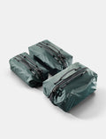Three juniper gear cubes with zippers on a white background