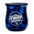 GLAZED POTTERY SHOT GLASS - BLUE/BLACK