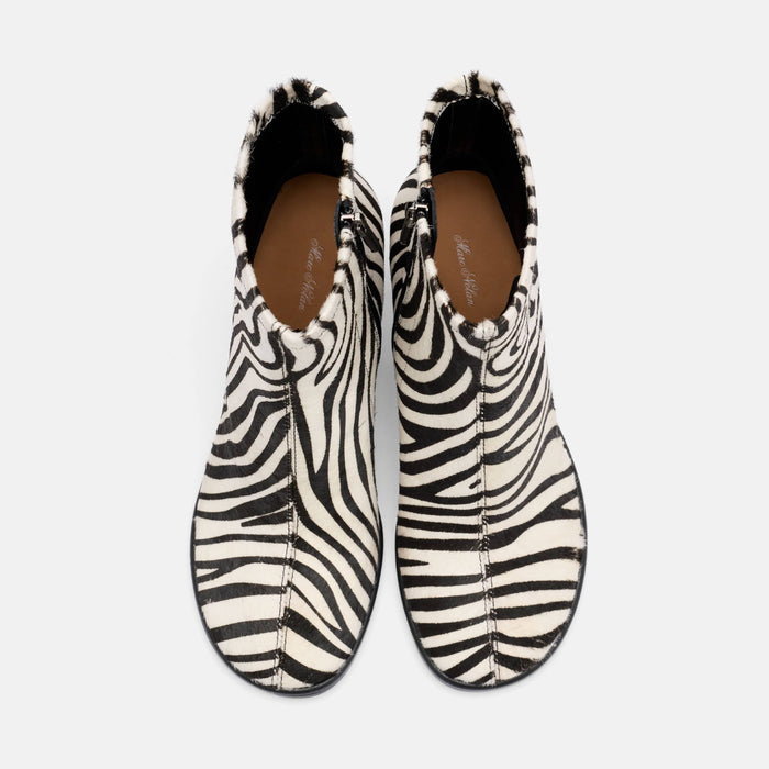 Gloria Zebra Leather Stiletto Ankle Boots