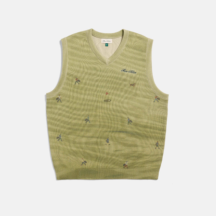 Golf Players Knit Vest - Mossy Green