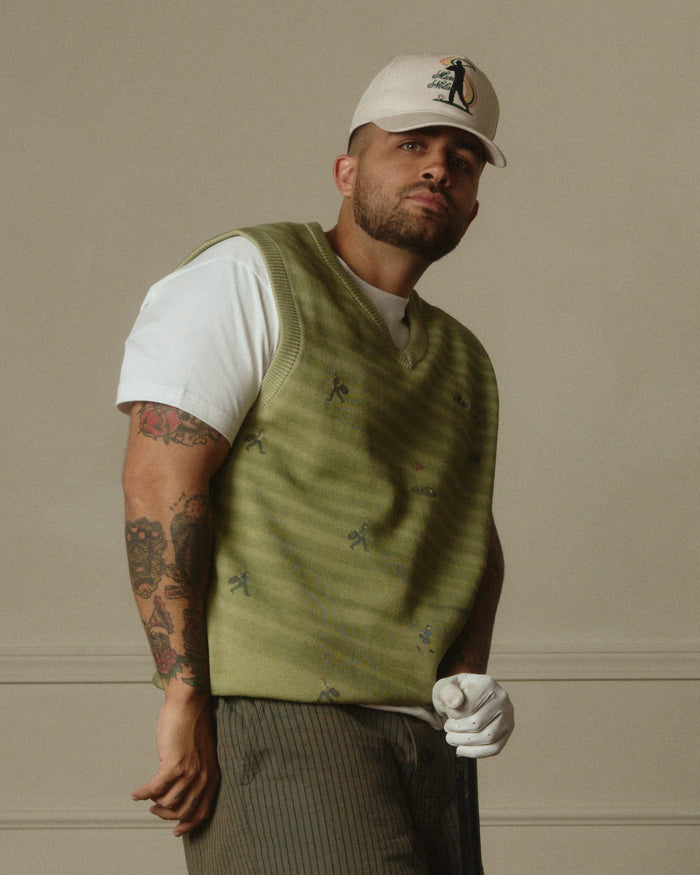 Golf Players Knit Vest - Mossy Green