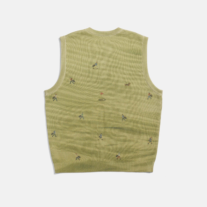 Golf Players Knit Vest - Mossy Green