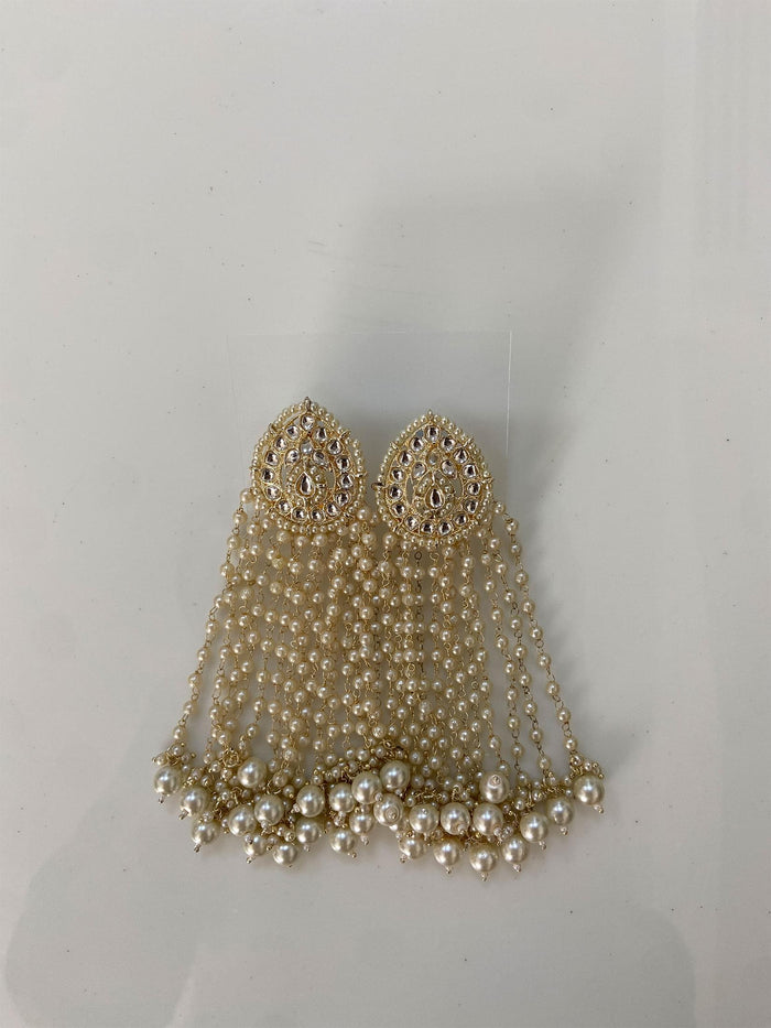 Grand Pearl Multi-Strand Jhumka Earrings.