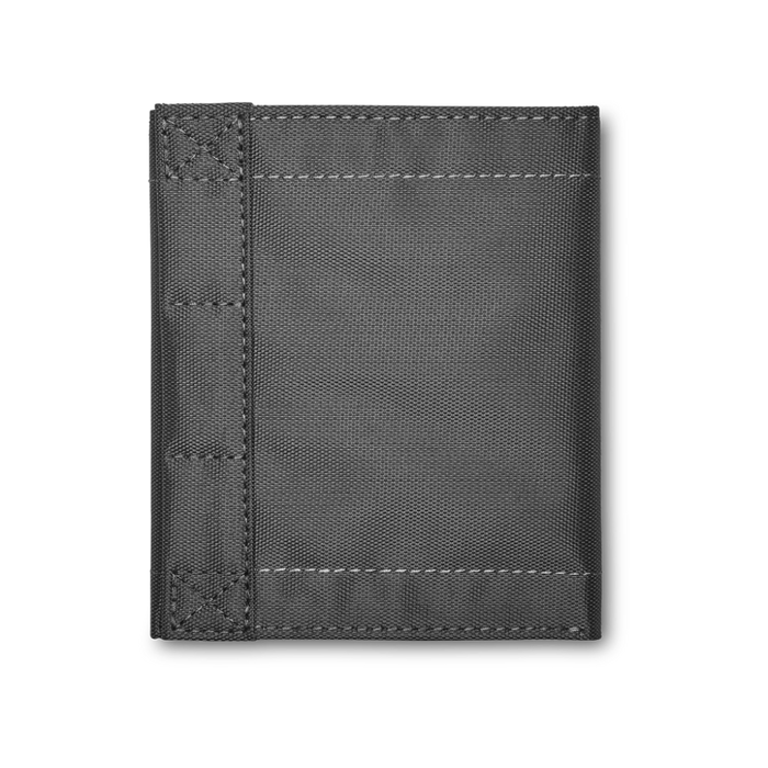 KORE Tactical Trifold Wallet in Gray. Magnetic closure & RFID protected. outside