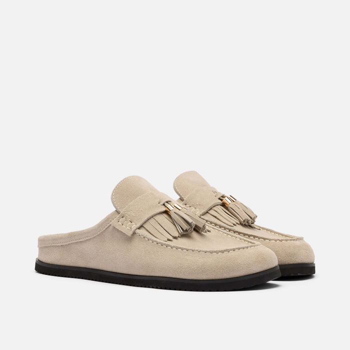 Hampton Stone Suede Tassel Mules