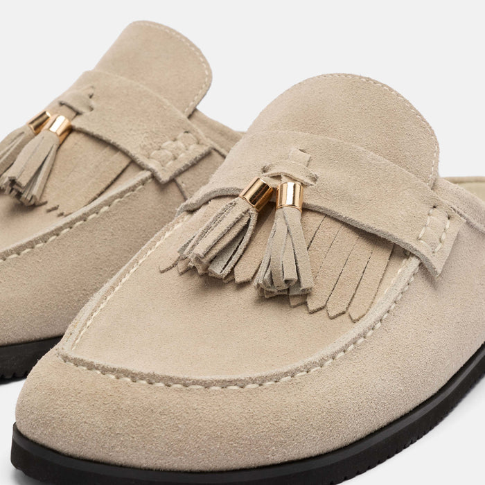 Hampton Stone Suede Tassel Mules