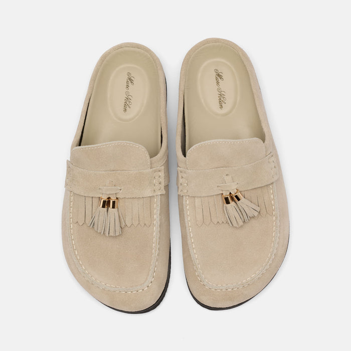Hampton Stone Suede Tassel Mules