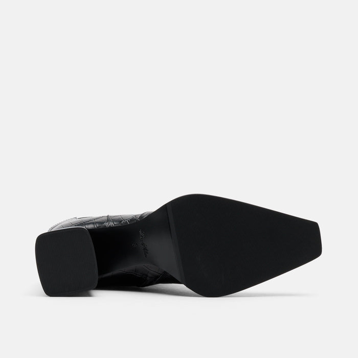 Harper Black Croc Leather Square Toe Chelsea Boots