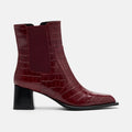 Harper Burgundy Croc Leather Square Toe Chelsea Boots