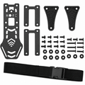 Kore Essentials Black Aluminum Holster mount with all included hardware and leg strap presented on a white background