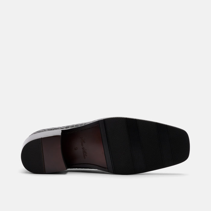 Hugo Black Croc Leather Cuban Heel Loafer