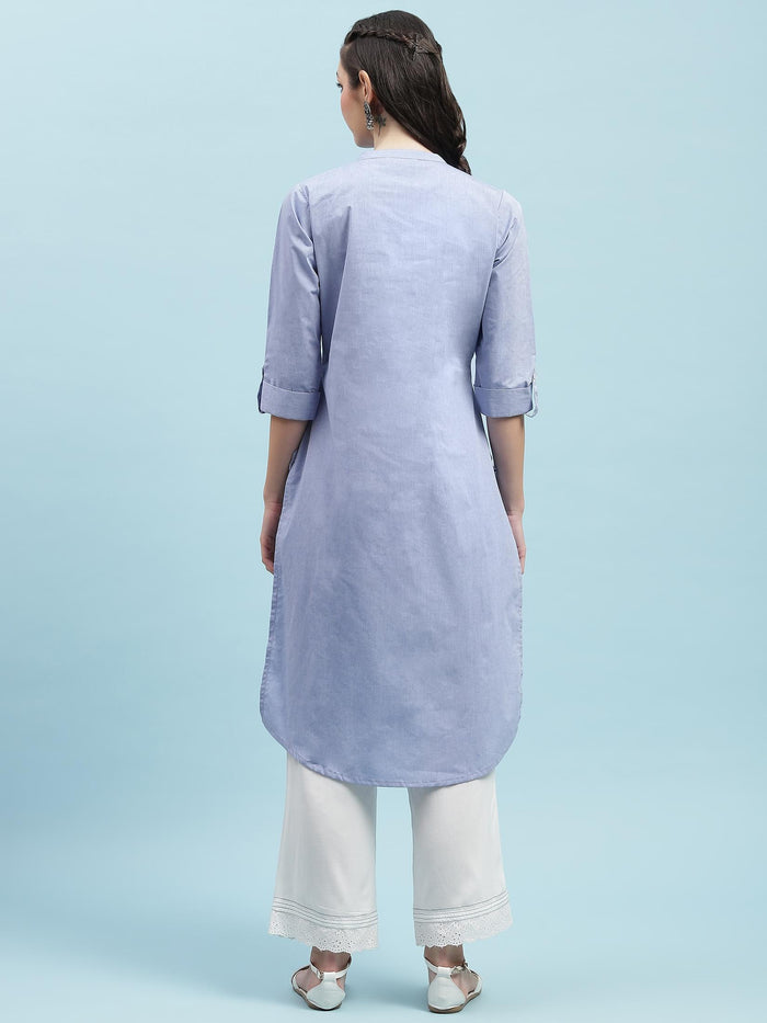 Indiessence Blue Solid Kurta.