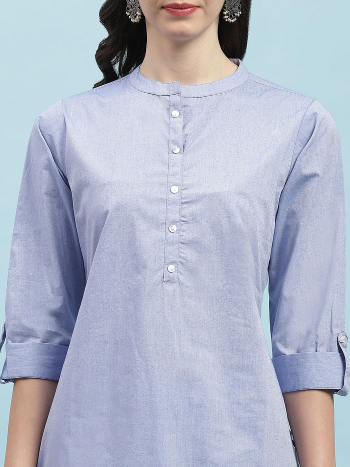 Indiessence Blue Solid Kurta.