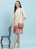 Indiessence (Buy 2 @ 499) Beige Ornamental Printed Kurta.