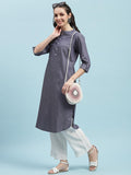 Indiessence (Buy 2 @ 499) Blue Solid Cotton Kurta.