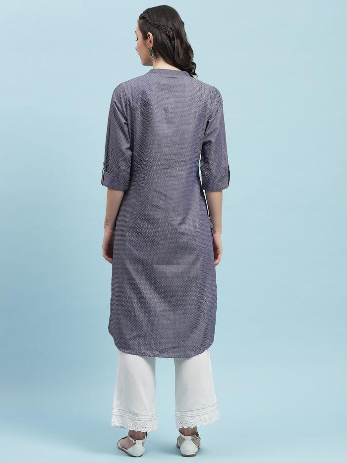 Indiessence (Buy 2 @ 499) Blue Solid Cotton Kurta.