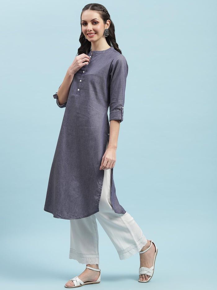 Indiessence (Buy 2 @ 499) Blue Solid Cotton Kurta.