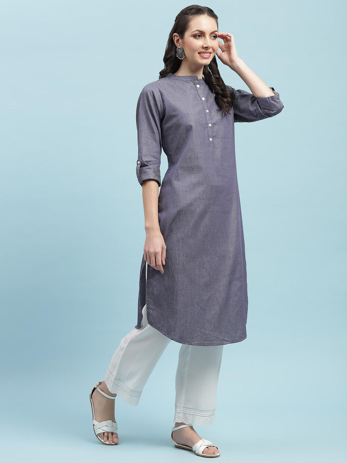 Indiessence (Buy 2 @ 499) Blue Solid Cotton Kurta.
