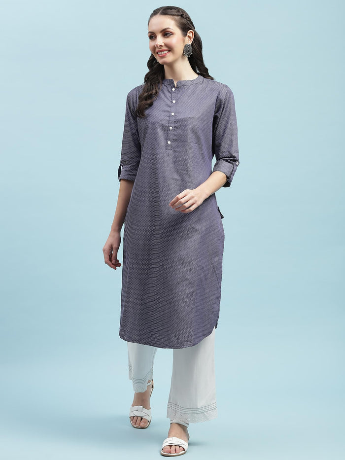 Indiessence (Buy 2 @ 499) Blue Solid Cotton Kurta.