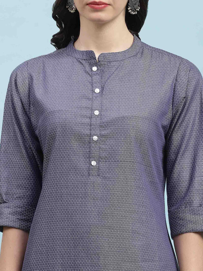 Indiessence (Buy 2 @ 499) Blue Solid Cotton Kurta.