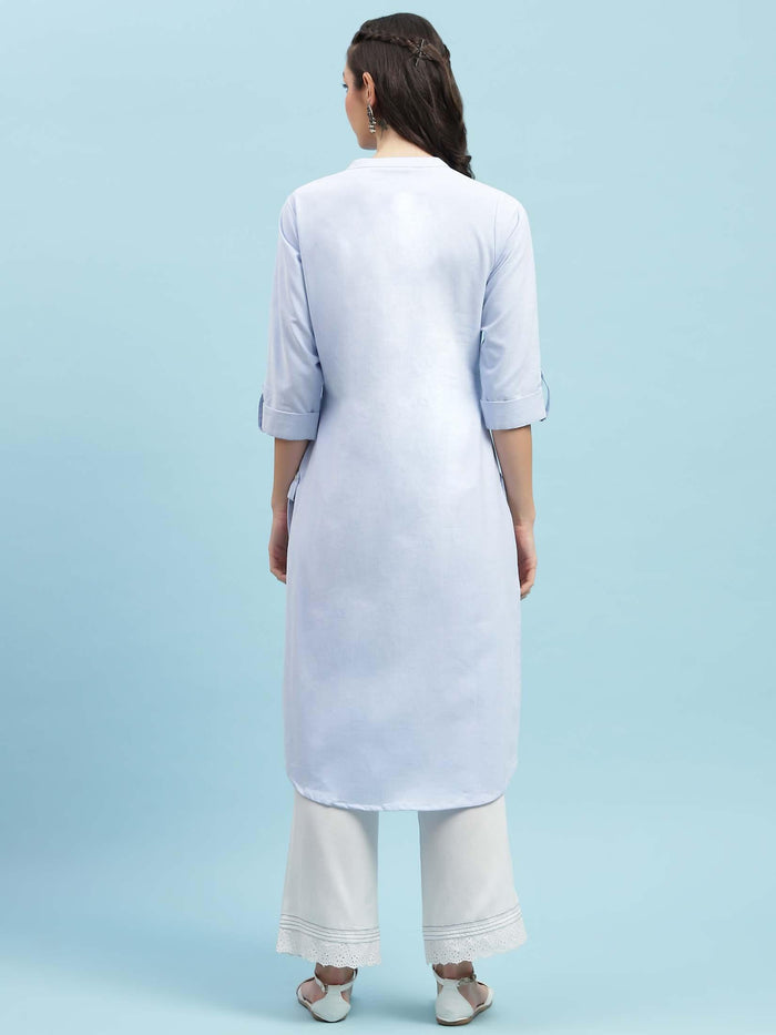 Indiessence (Buy 2 @ 499) Blue Straight Kurta.