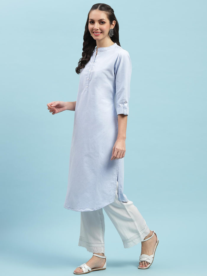 Indiessence (Buy 2 @ 499) Blue Straight Kurta.