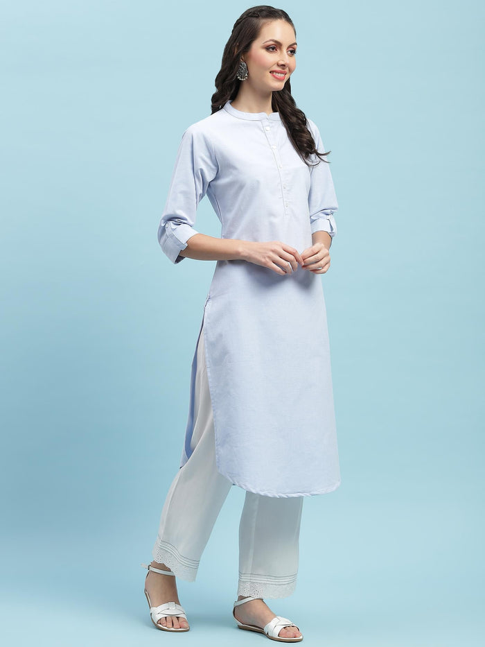 Indiessence (Buy 2 @ 499) Blue Straight Kurta.