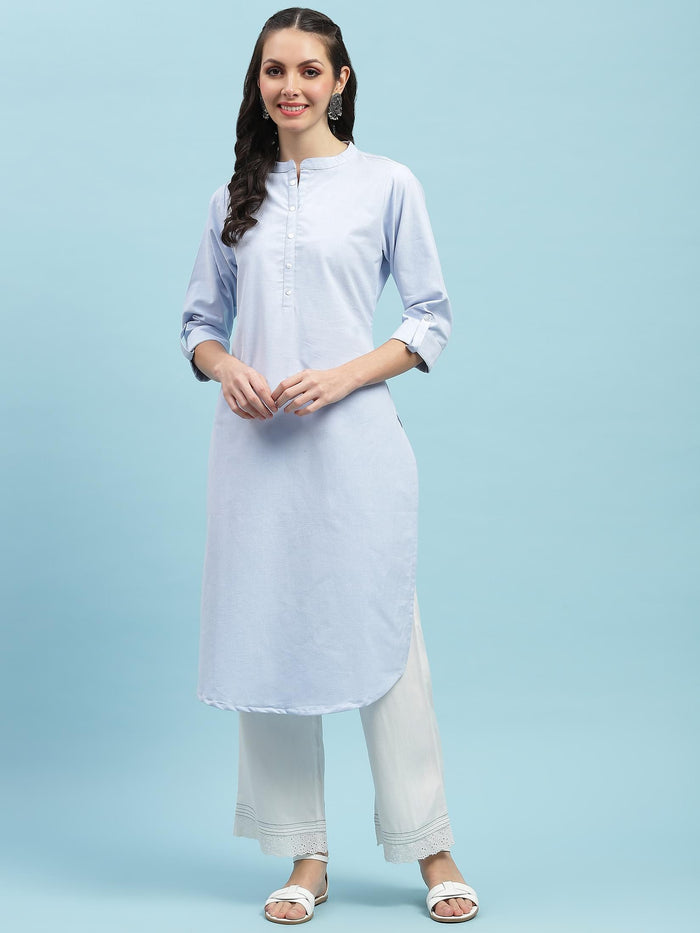 Indiessence (Buy 2 @ 499) Blue Straight Kurta.