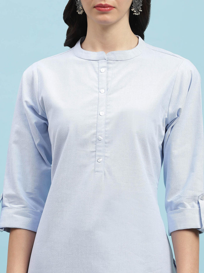 Indiessence (Buy 2 @ 499) Blue Straight Kurta.