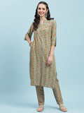 Indiessence (Buy 2 @ 499) Green Floral Printed Kurta.