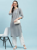 Indiessence (Buy 2 @ 499) Grey Solid Kurta.