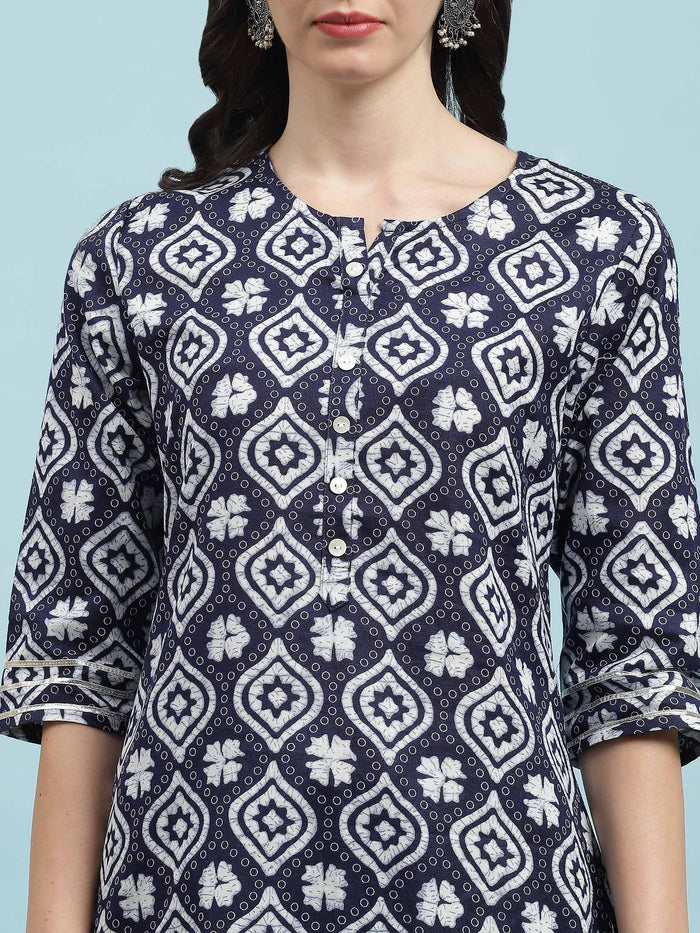 Indiessence (Buy 2 @ 499) Navy Blue Cotton Kurta.