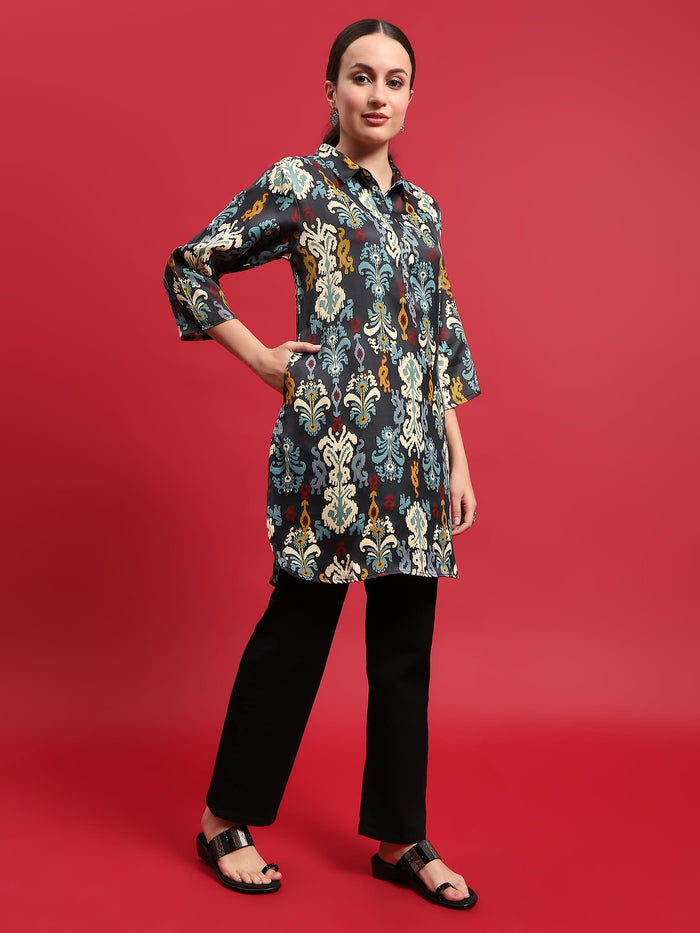 Indiessence (Buy 2 @ 499) Women Polyester Multicolor Aztec Print Kurti.