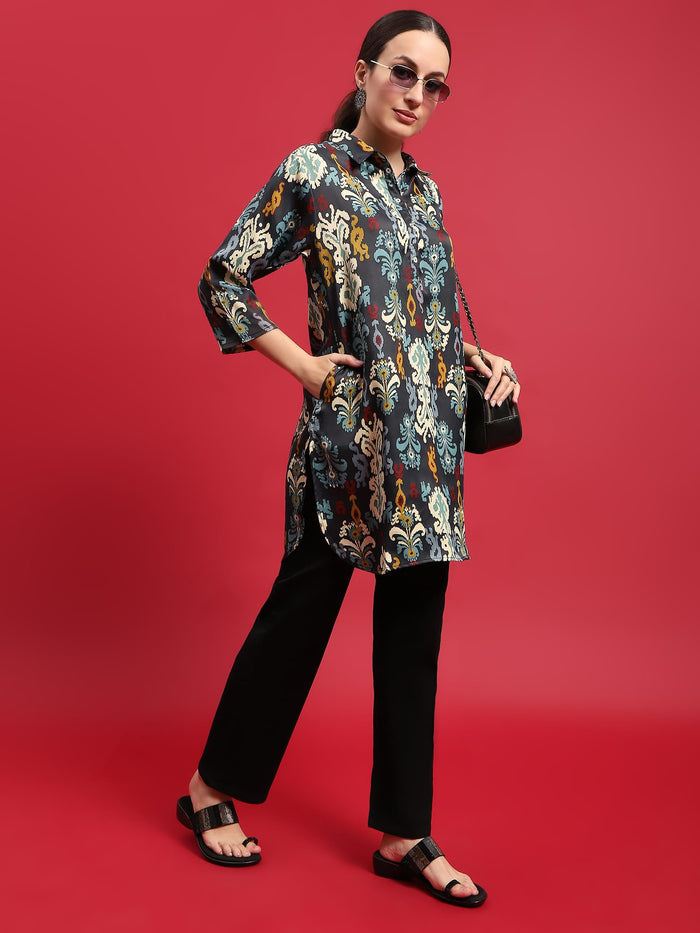Indiessence (Buy 2 @ 499) Women Polyester Multicolor Aztec Print Kurti.
