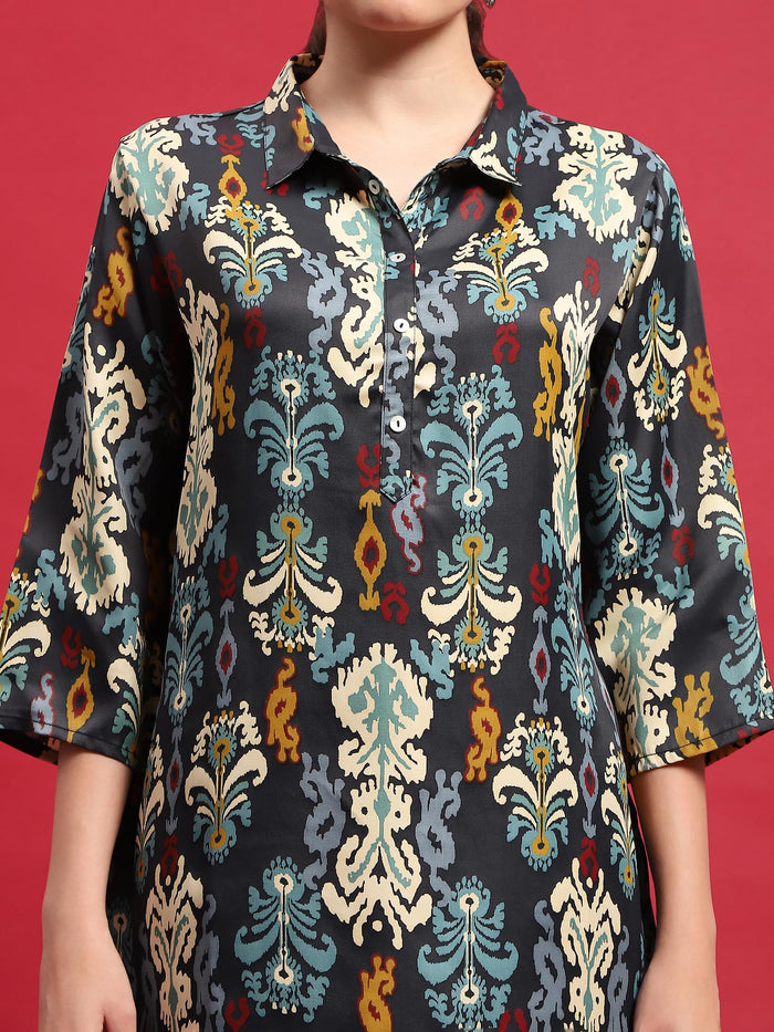 Indiessence (Buy 2 @ 499) Women Polyester Multicolor Aztec Print Kurti.