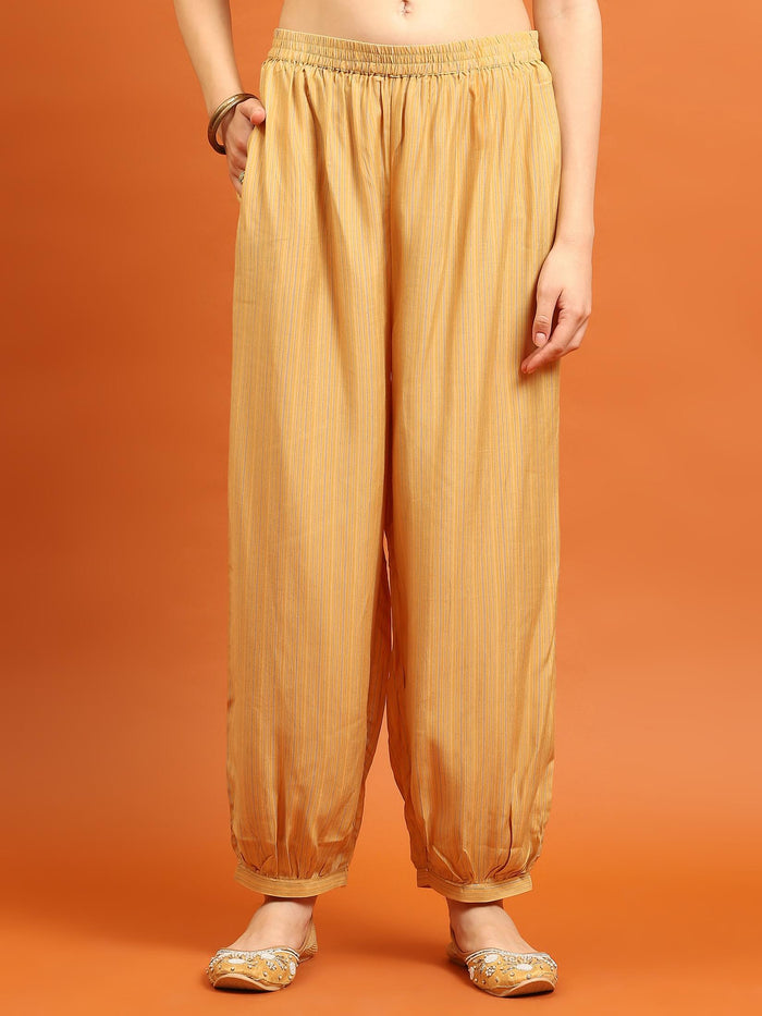 Indiessence Women Yellow Abstract Printed Kurta Harem Pant Dupatta.