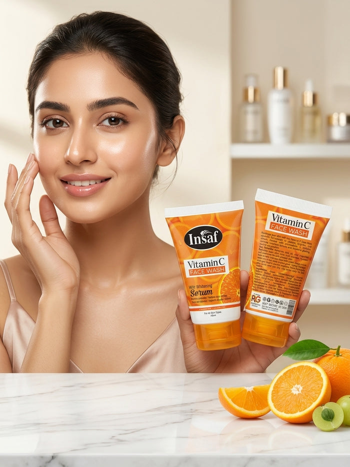 Insaf Vitamin C Face Wash 120ml – Whitening Serum & Hydrating Cleanser