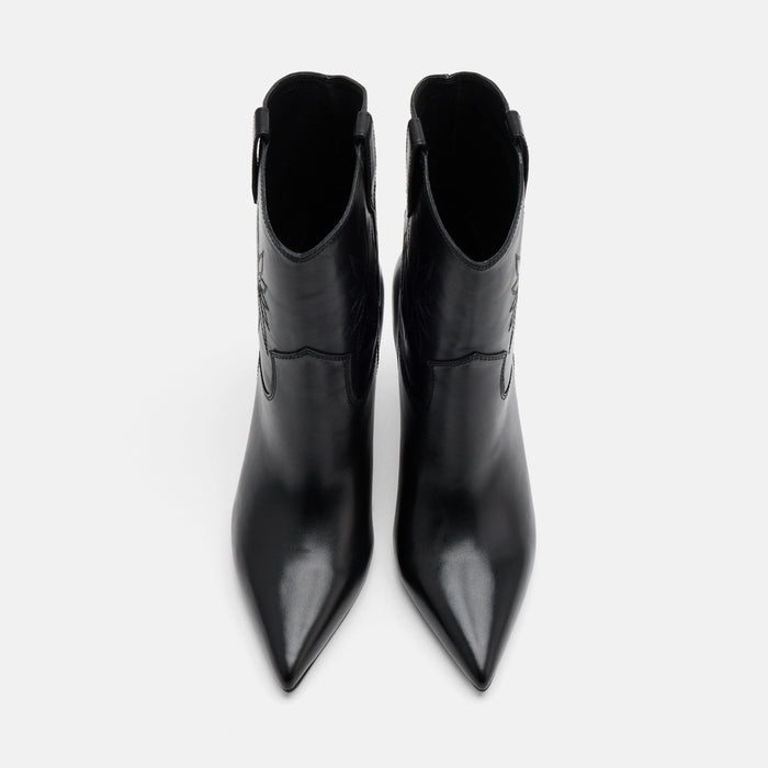 Jolene Black Leather Stiletto Ankle Boots