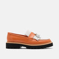 Journey Orange/White Leather Lug Tassel Loafer