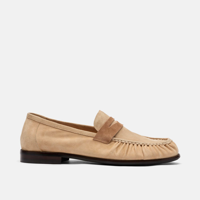 Kennedy Triple Tan Pleated Suede Penny Loafers