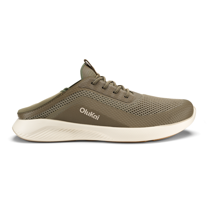 Olikai Kialoa slip-on shoe in clay and mustard with mesh upper and cream midsole, shown in profile view.