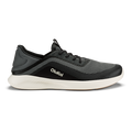 Dark gray and black Olukai Kialoa running shoe with white sole, shown in side profile.