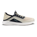 Kialoa sneaker in cream and navy with mesh upper, white sole, and navy heel panel.
