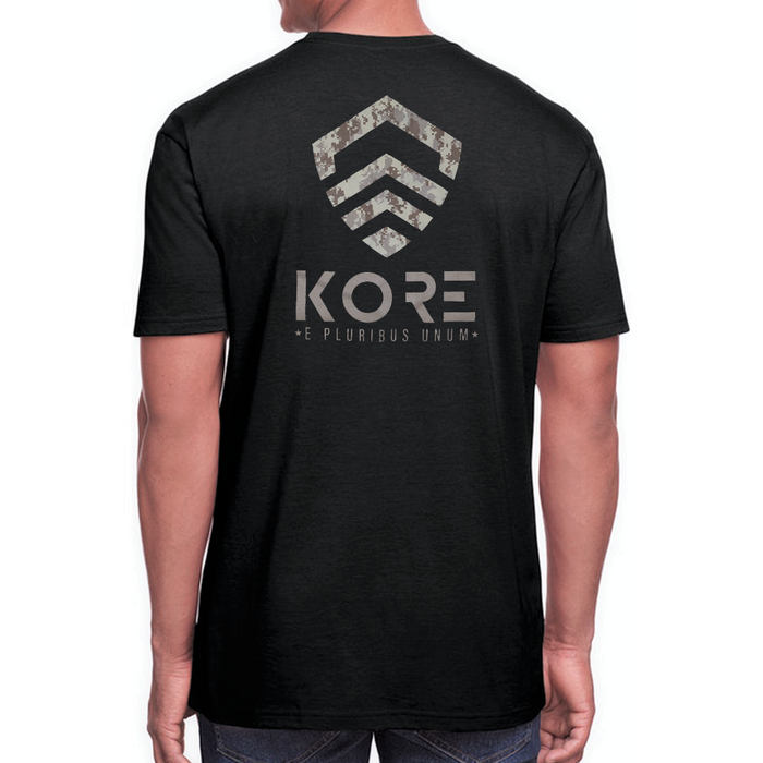 Kore Essentials desert camo crew neck tee shirt back