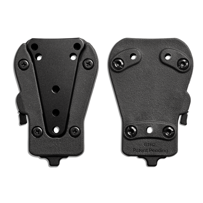 A complete Kore Locking System lays flat on a white background. We can see the front and back of the Kore Locking System.