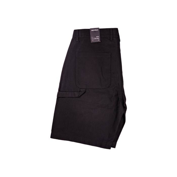 Black Kore Essentials utility shorts with a visible brand label on a white background